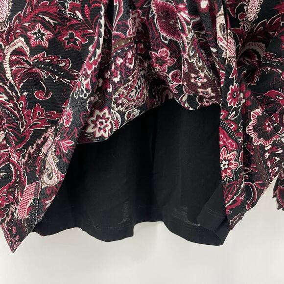 George Size M Y2K Paisley Top Boho Blouse Vamp Goth Long Ruffle Sleeve Purple - Picture 5 of 7